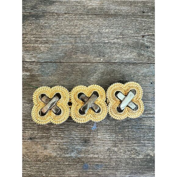 Gay Boyer Vintage two-tone gold and silver metal rope motif belt buckle - Picture 2 of 7